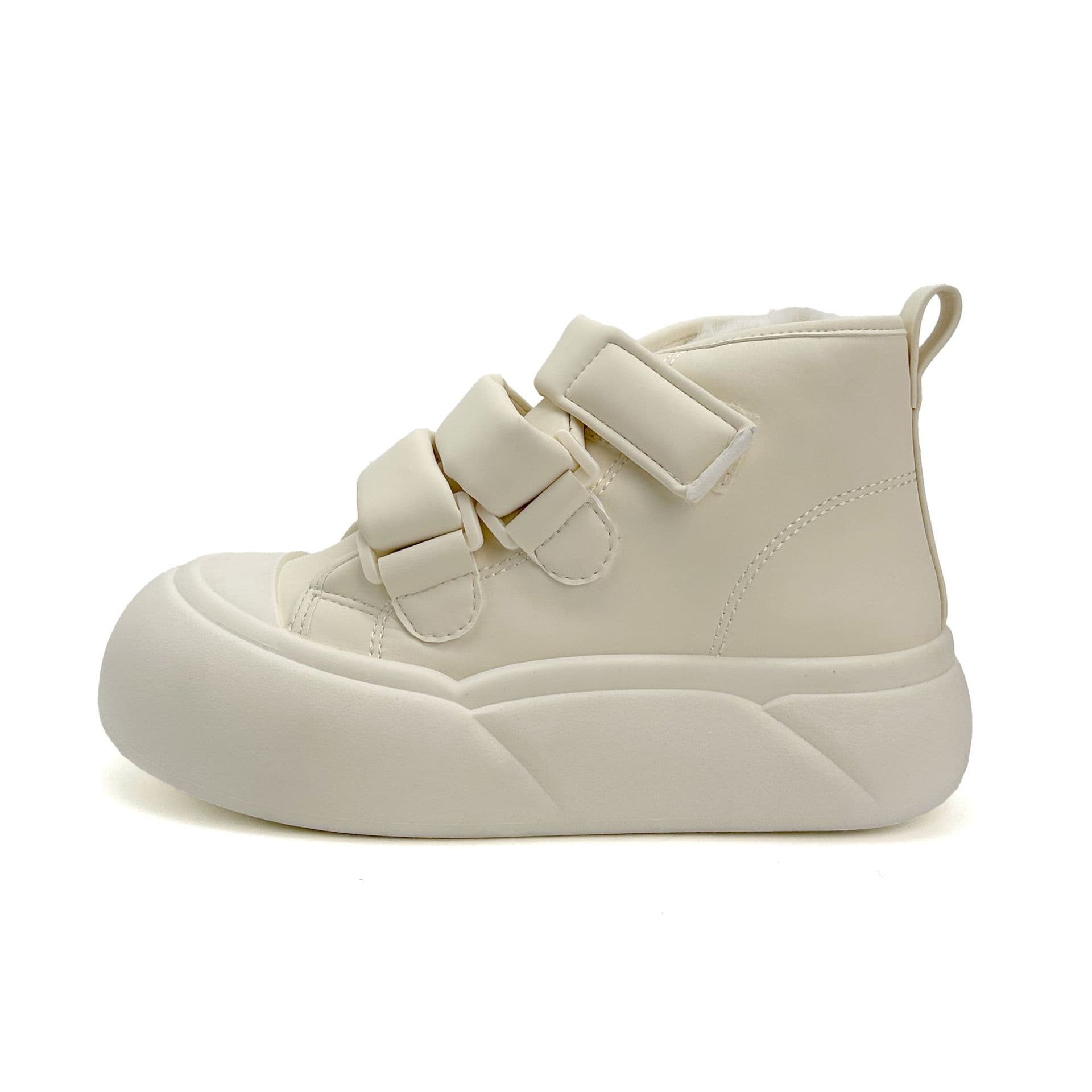 N2002 Velcro High-Top Plush Cotton Shoes Women 2024 Winter Warm Loafers Big Head Shoes Cute Casual Versatile