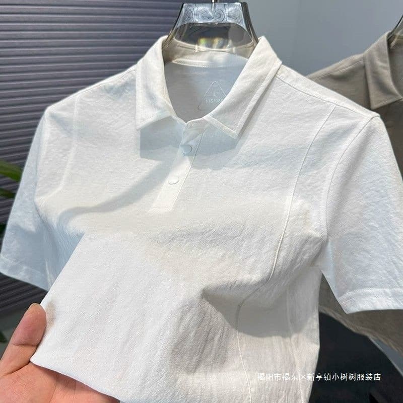Linen shirts for men 2025 summer new style casual loose young people handsome polo shirts short-sleeved tops cross-border