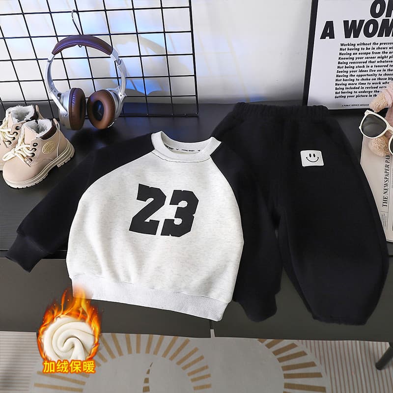 Manufacturer Children's Set Boys Autumn Winter Thermal Hoodie New Stylish Kids Wear Boys Winter Set Fashion