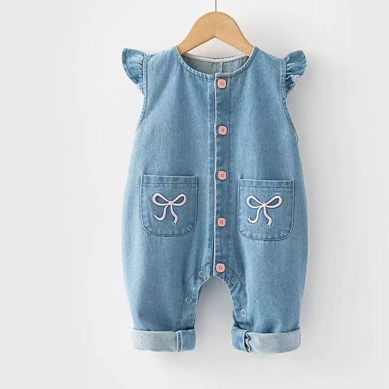 Baby Toddler Denim Overalls Spring Autumn Style Girls Open Crotch Long Pants Set New