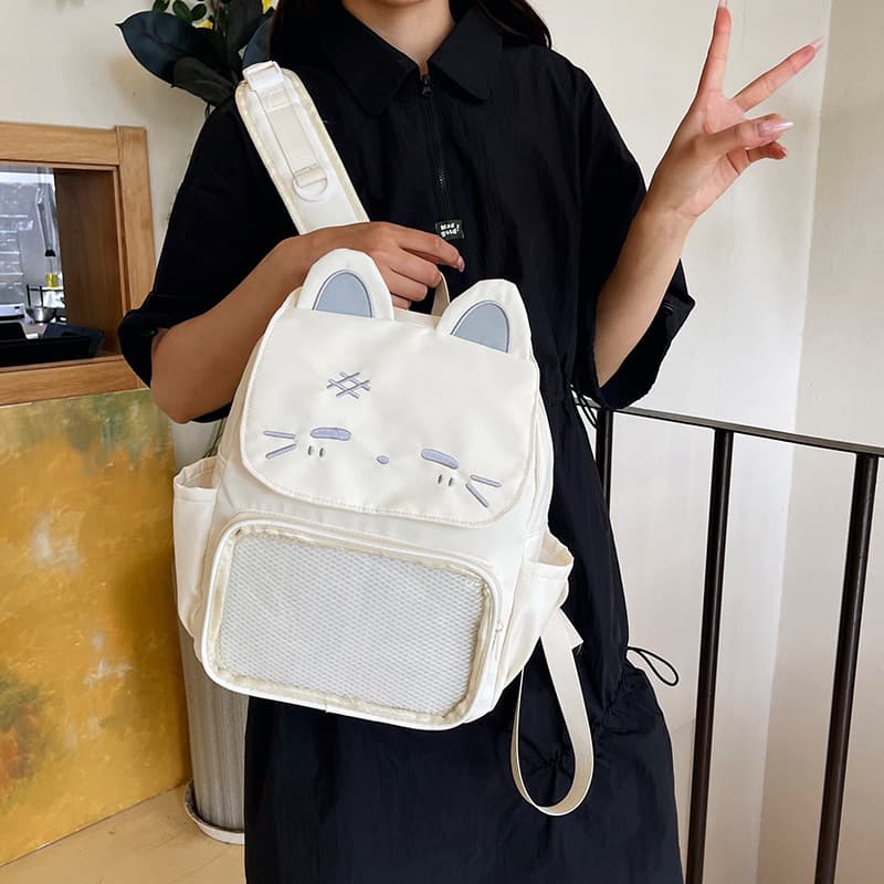 Japanese ins backpack female cartoon cute kitten design pain bag fashion Korean version trend versatile student school bag