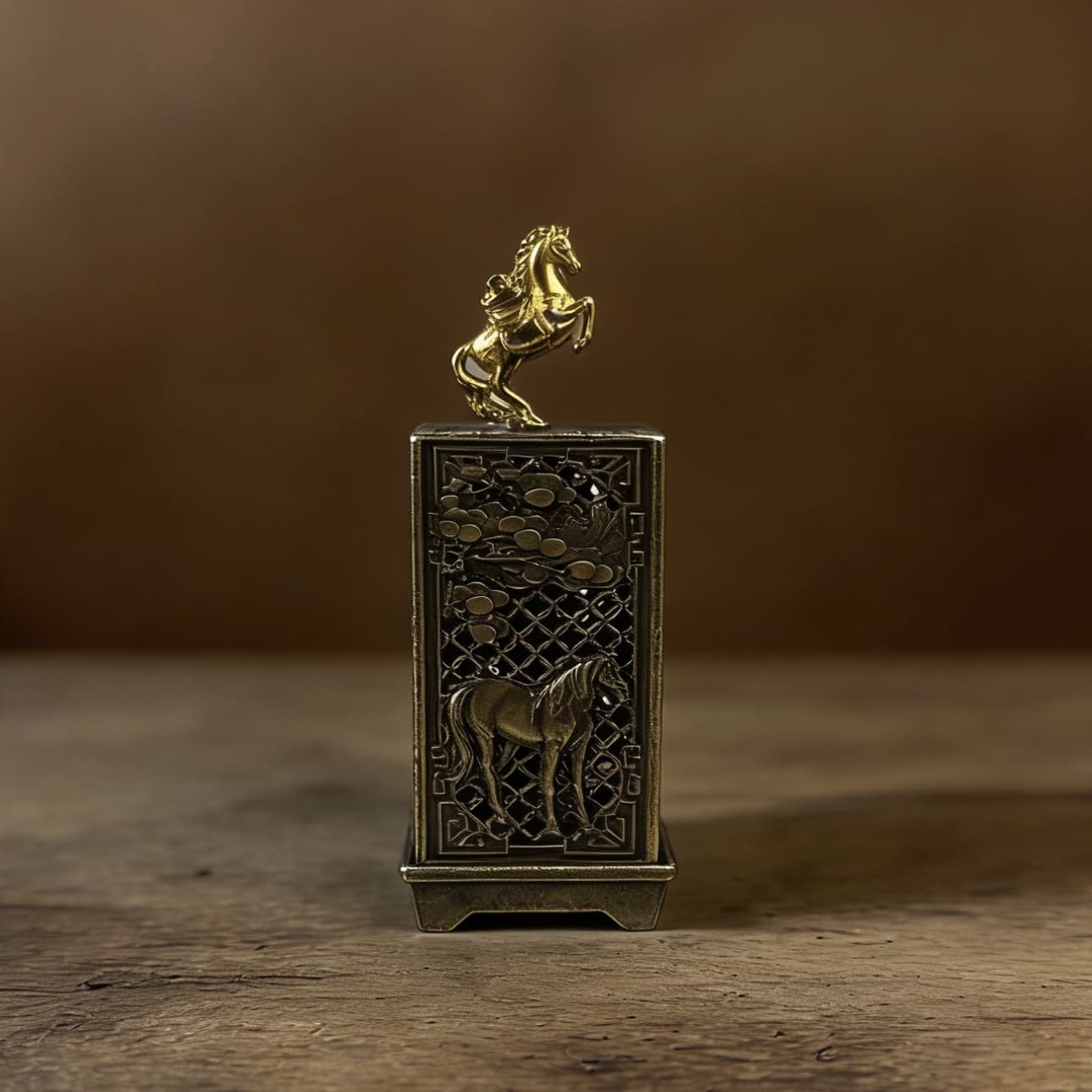 Year of the Horse vertical pony plum orchid bamboo chrysanthemum square column hollow incense burner household alloy non-stick powder disc incense Xiao Xiangyun incense burner