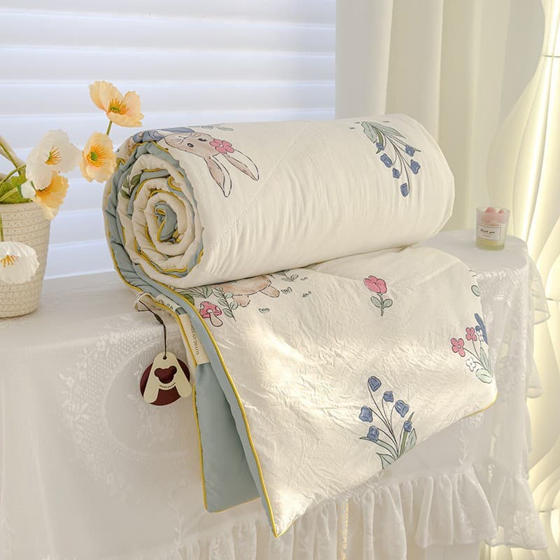 Class A Double-Layer Gauze Soybean Fiber Summer Blanket Air Conditioning Blanket for Kids Dormitory Single Summer Quilt Gift Blanket