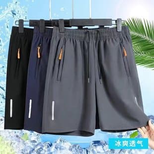 Summer Ultra-Thin Ice Silk Men's 5-Inch Shorts, Trendy Durable Quick-Dry Zipper Loose Casual Running Ice Silk Pants Wholesale