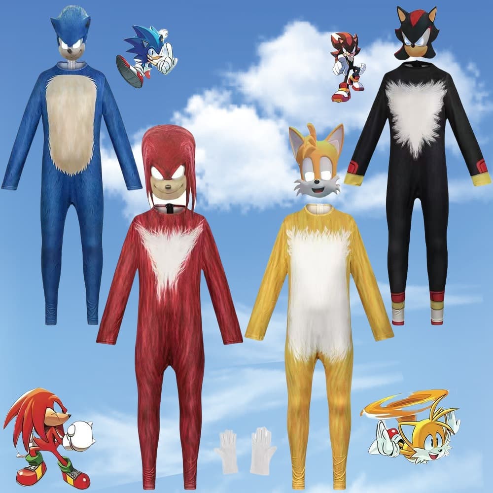 Amazon Halloween Cosplay Costume Sonic the Hedgehog Cosplay Character Performance Suit One-Piece