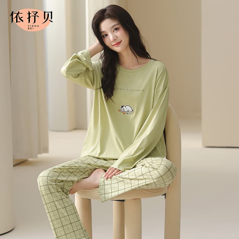 [Soft] Brand Autumn/Winter Women's Pajamas Long Sleeve Modal Cotton Korean Homewear Plus Size Set Fall