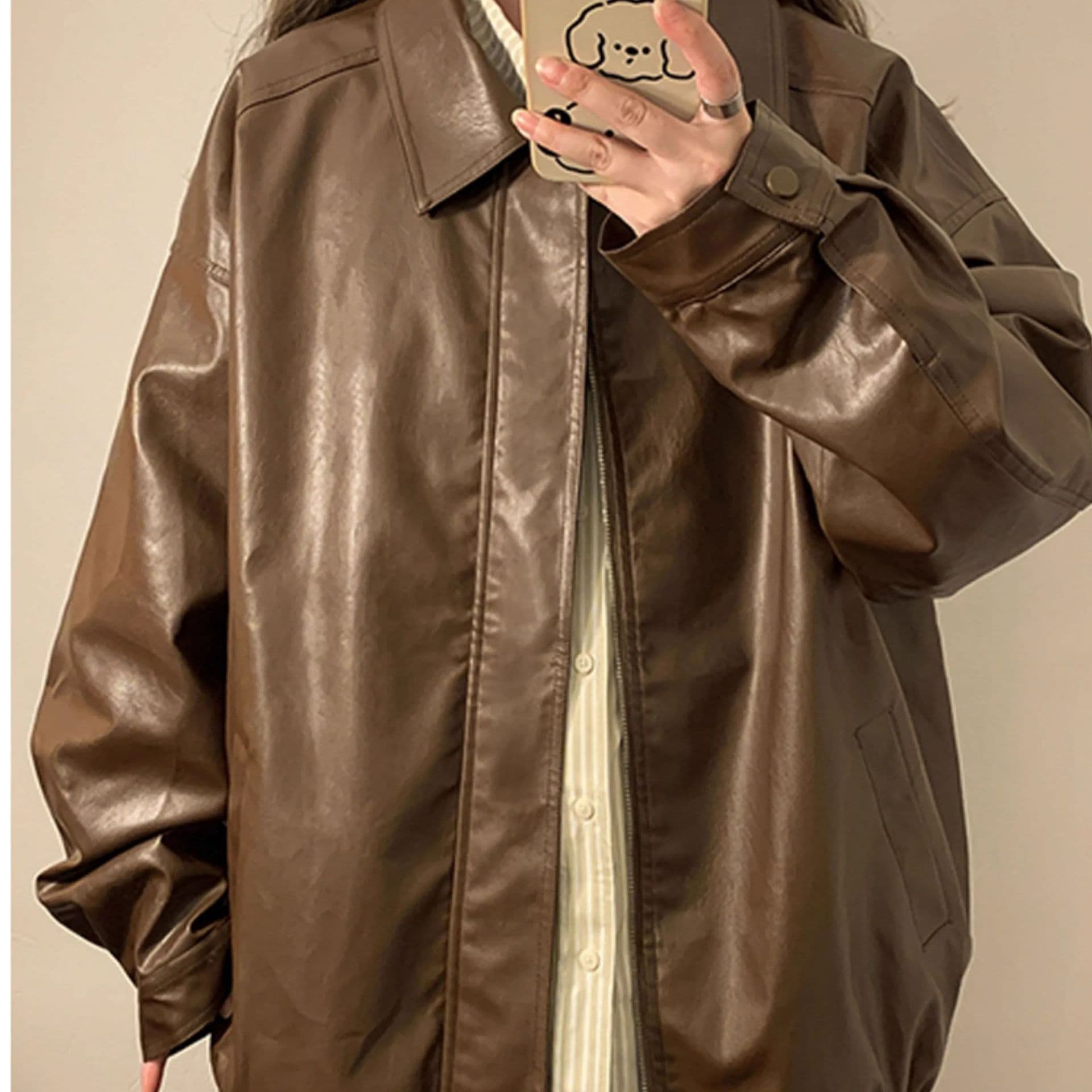 2024 New Autumn and Winter American Motorcycle Style Leather Jackets for Women Loose and Versatile Windproof and Waterproof Couple Jackets Trend