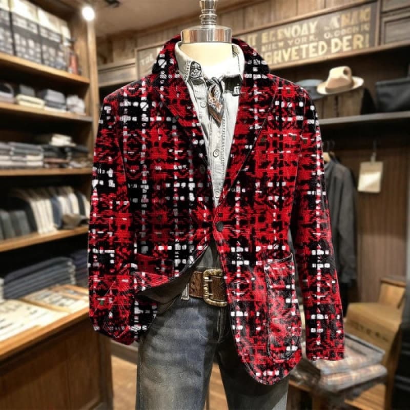2025 Cross-Border New Suit Jacket Men's Jacket Notched Lapel Suit (280g Corduroy White)