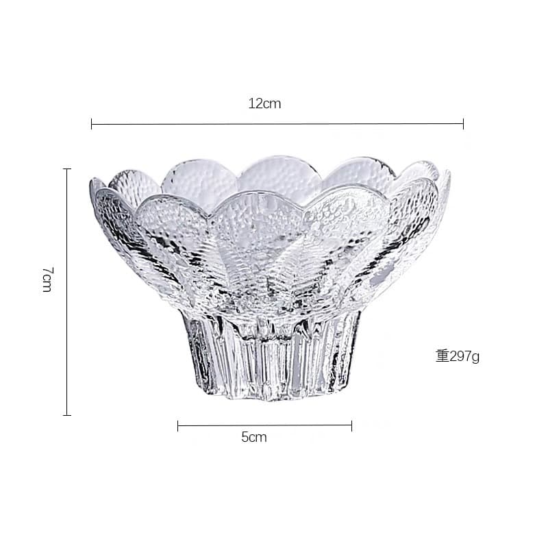 Petal Transparent Glass Bowl and Dish Set Dessert Bowls Home Premium High-End Look Bird's Nest Soup Bowls Wholesale