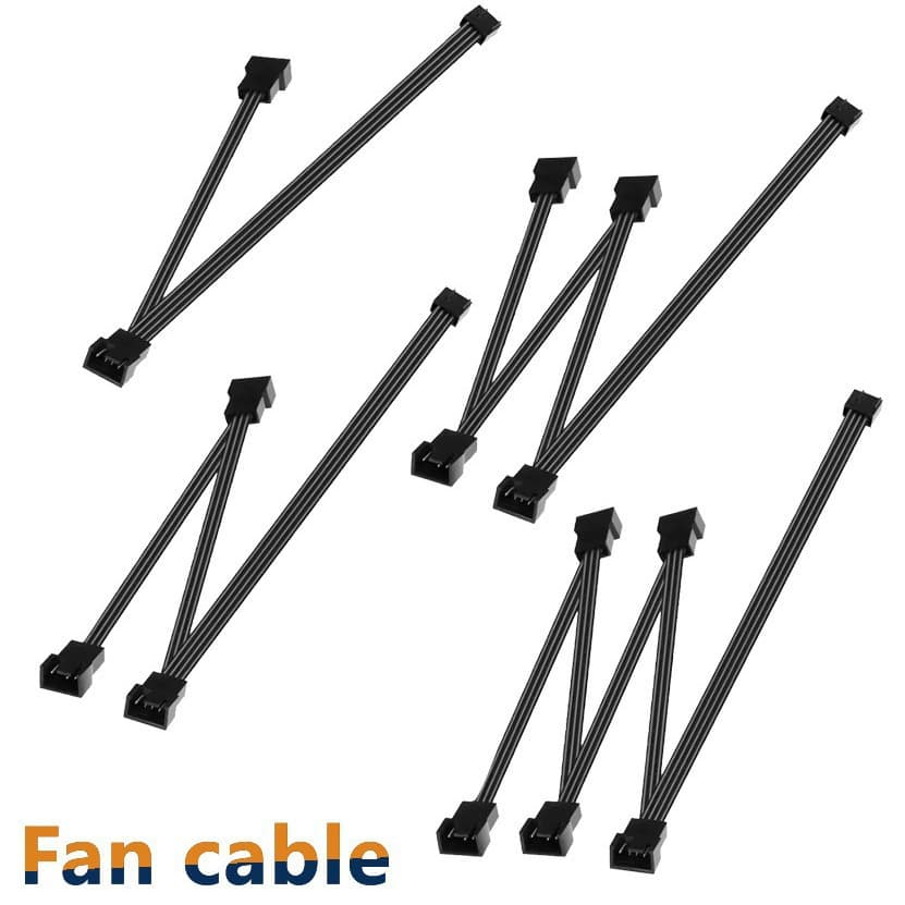 Computer Fan Extension Cable Small 4-pin M-Type 1-to-2 to 1-to-6 All-Copper Flat Fan Cable