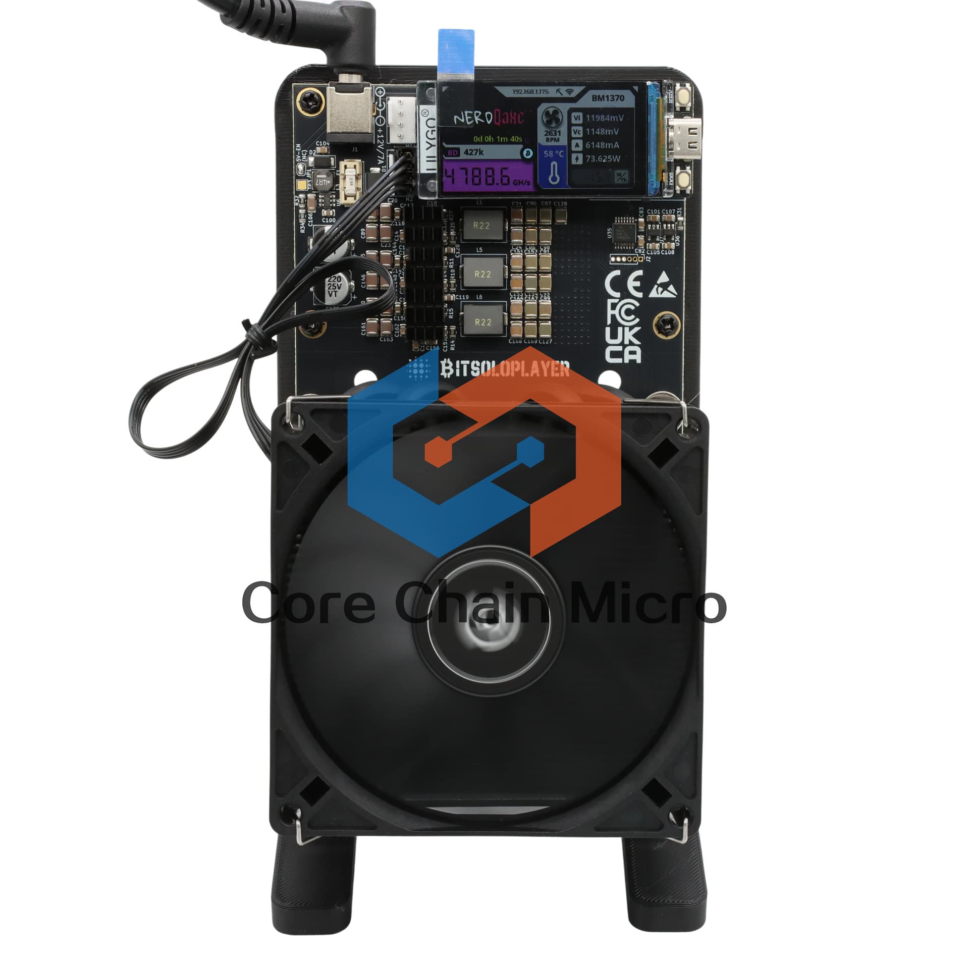 NerdQaxe 4.8T Silent Air-Cooled Home Lottery Miner 80W Low Power 4xBM1370 ASIC Chip