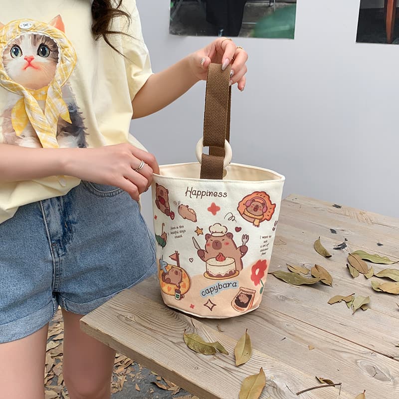 Canvas Bag Women Korean Style Large Capacity Mommy Bag Handheld Lunch Bag 2026 New Model Factory Wholesale Small Bag