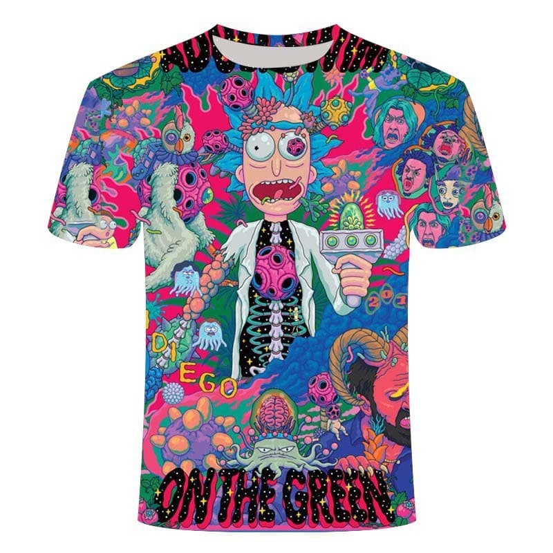 Cross-border hot selling 3D digital printing European and American men's T-shirt American TV series animation Rick and Morty fashion casual short-sleeved