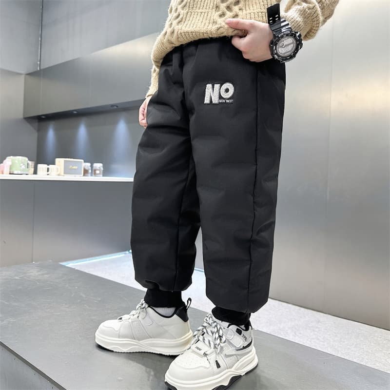 Boys' Fleece Pants, Autumn and Winter Children's Cotton Pants, Three-Layer Thickened Pants, Winter Baby Quilted Outerwear Pants