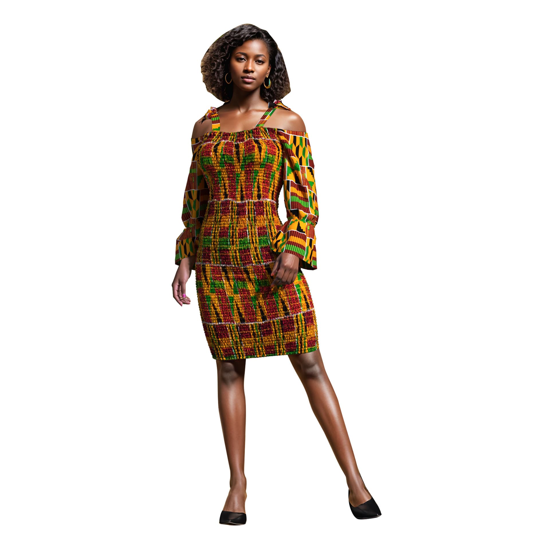 Cross-border source elegant knee-length dress print high-waist cotton dress one-piece dropshipping Amazon source