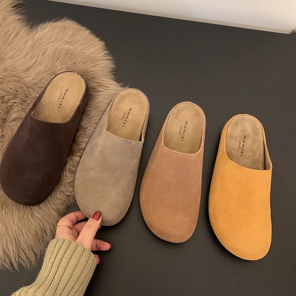 Large Size Birkenstock Closed-Toe Half Slippers for Women Summer 2024 Spring/Autumn New Style Soft Sole Retro Ugly-Cute Half Mules
