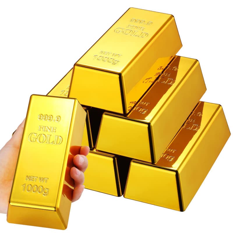Simulated Electroplated Hollow Prop Decoration Photography Home Decor Event Plastic Gold Brick Gold Bar Toy