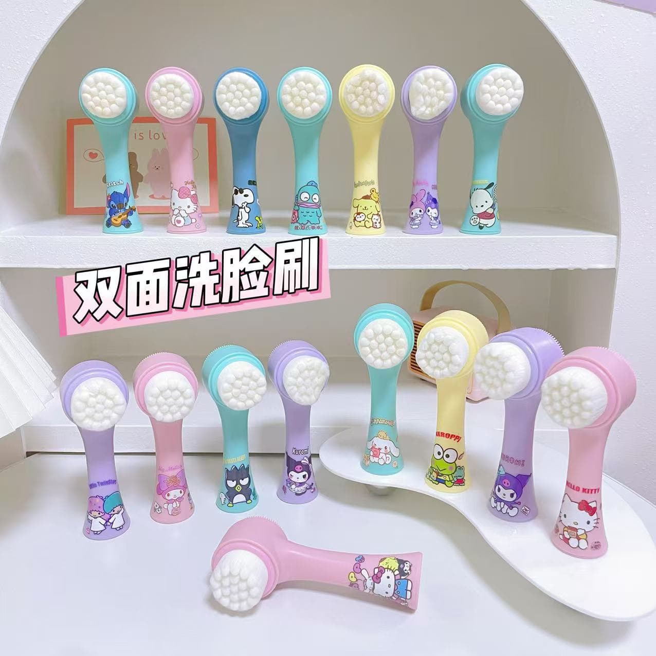 3D Double-Sided Facial Cleansing Brush - Manual Face Brush for Deep Pore Cleansing with Soft Silicone Bristles