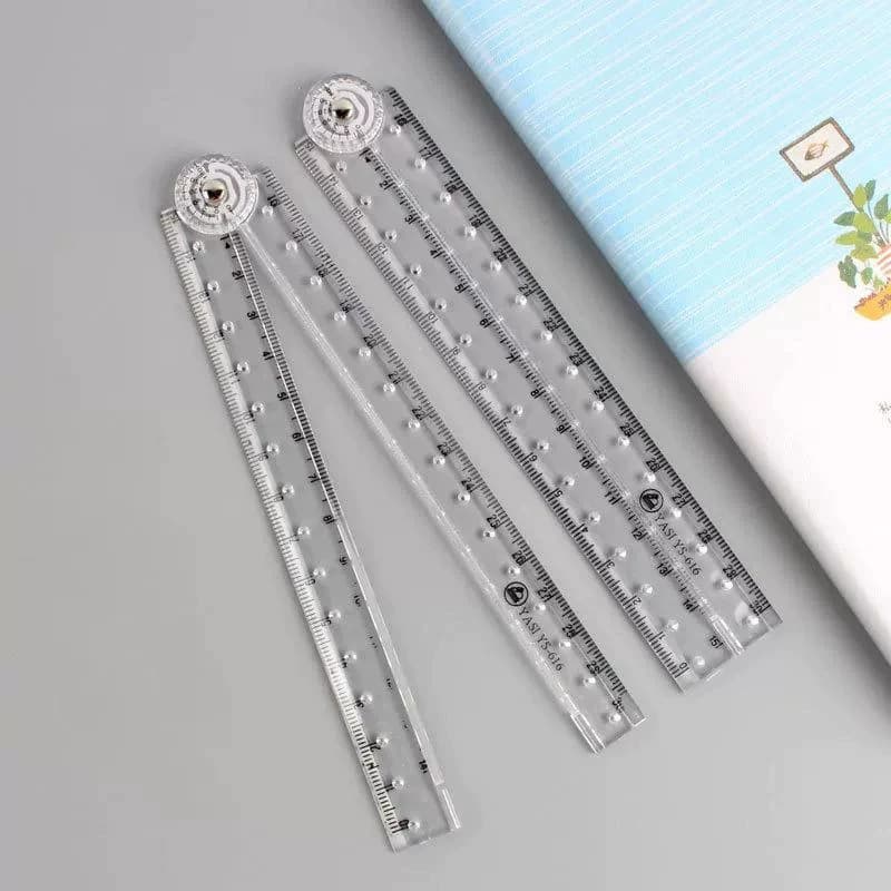Student Ruler Drawing Protractor Creative Transparent Acrylic Simple Folding Ruler Straight Ruler Plastic Ruler with Scale