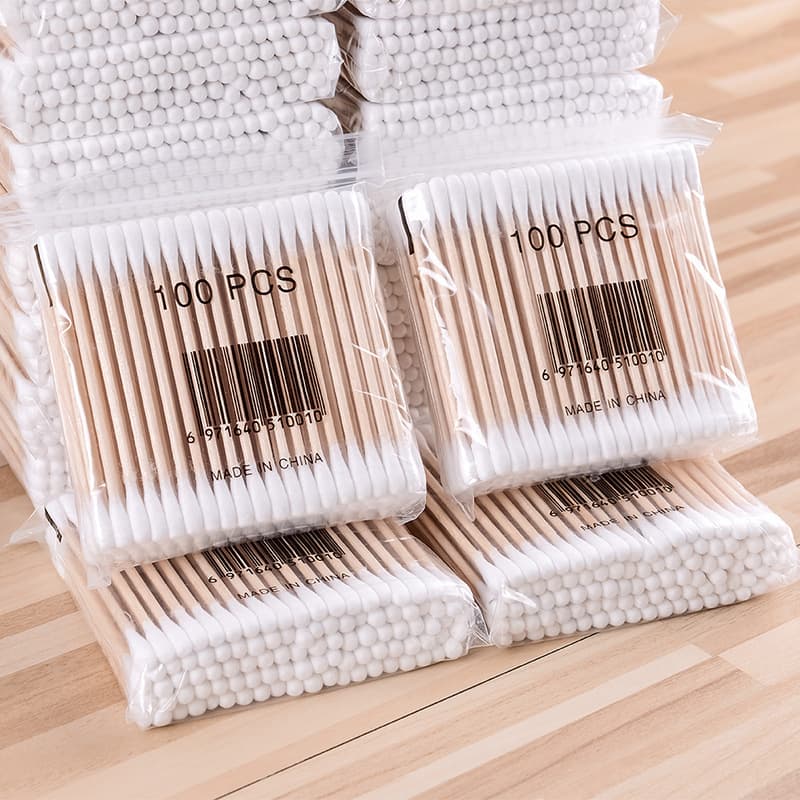 100 Double-Head Cotton Swabs Box, 500 Disposable Makeup Cotton Pads for Removing Makeup and Cleaning Ears, Cotton Stick Manufacturer Wholesale