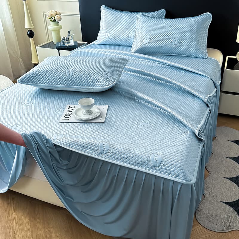 Manufacturer Home Textile Factory Store, 2025 New Bead Cooling Mat, Little Ice Bear Bed Skirt Style Summer Air Conditioning Soft Mat
