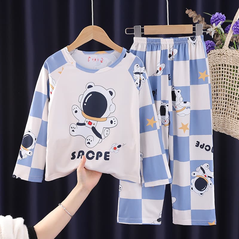 Wholesale Children's Pajamas Spring Autumn Long Sleeve Long Pants Boys Girls Sets Astronaut Air Conditioning Homewear for Toddlers