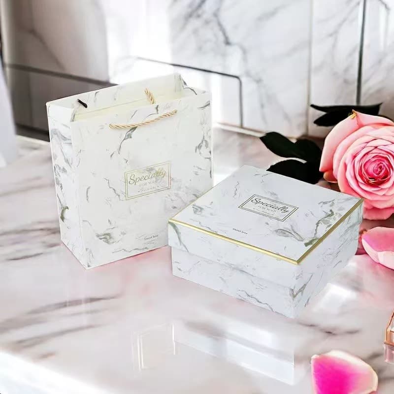 Marble Gift Box Wedding Favor Teacher's Day Box Elegant Birthday Gift Large Packaging Box