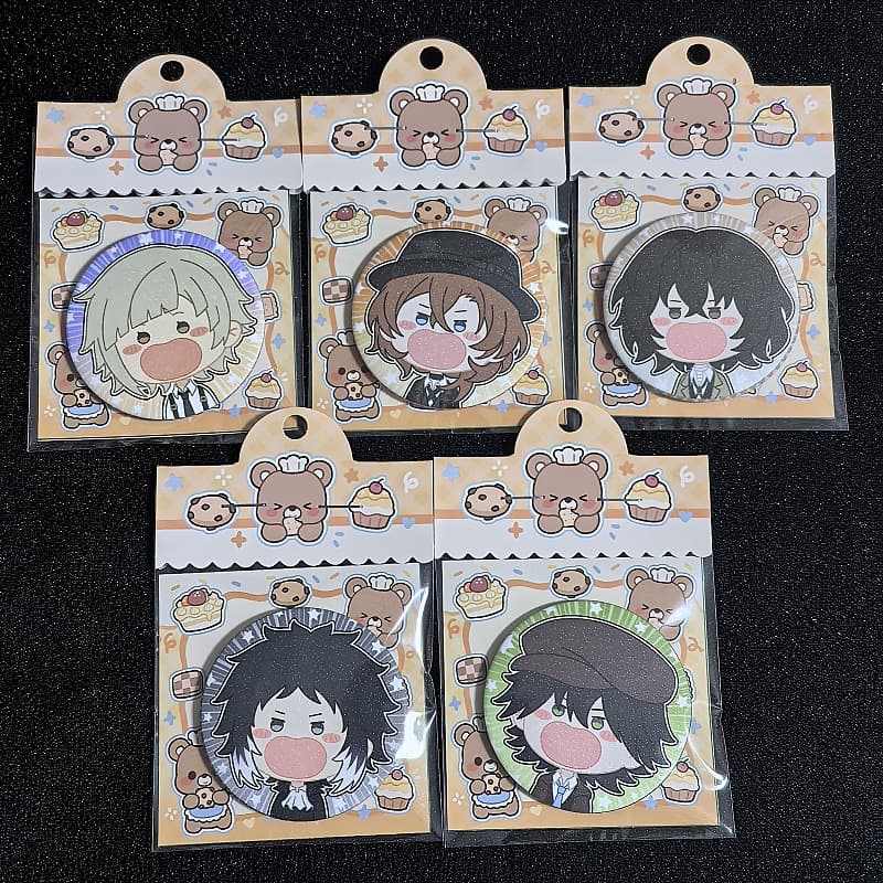 (Authorized by the artist) Bungou Stray Dogs Badge Nakahara Chuuya Nakajima Atsushi Edogawa Ranpo anime peripherals