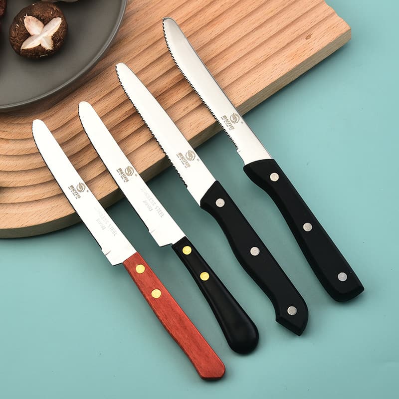 Household and Commercial Stainless Steel Serrated Steak Knife, Sharp for Kitchen, Fruit, and Outdoor Use