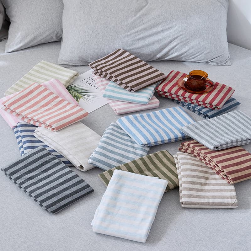 Wholesale Cotton Knitted Pillowcases, Japanese Minimalist Striped Cotton Single Jersey Pillow Covers, Pair Wholesale
