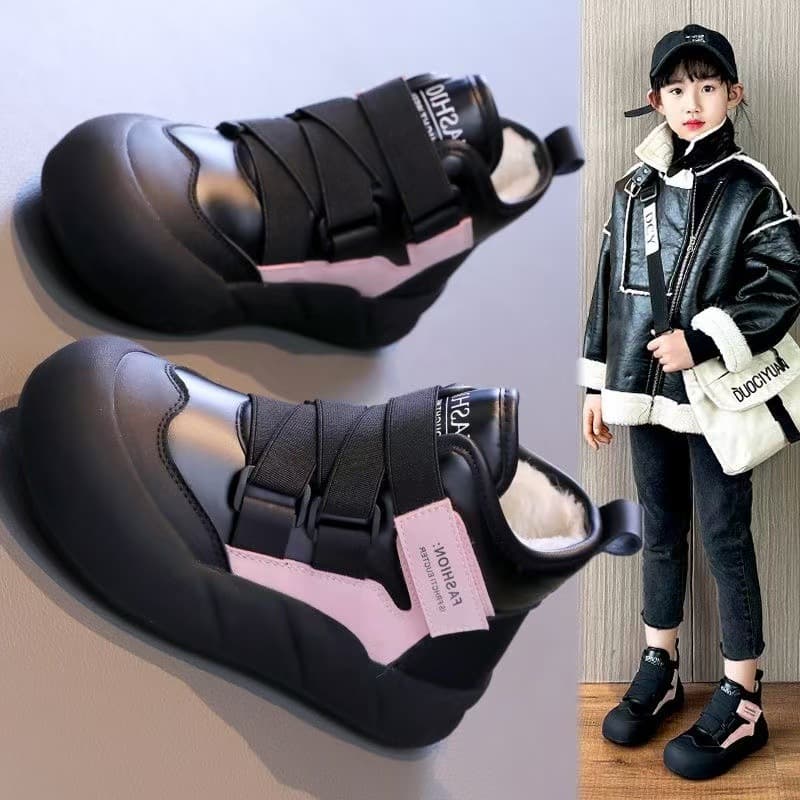Girls' Snow Boots 2025 Winter New Style Children's Fleece-Lined Warm Cotton Shoes for Big Girls Fashionable and Stylish Cotton Boots