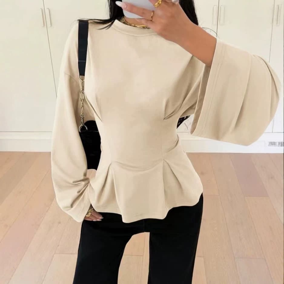 Cross-border European and American Fashion Women's Long-Sleeve T-Shirt 2026 Spring Summer Amazon Independent Station Foreign Trade Flared Sleeve Top