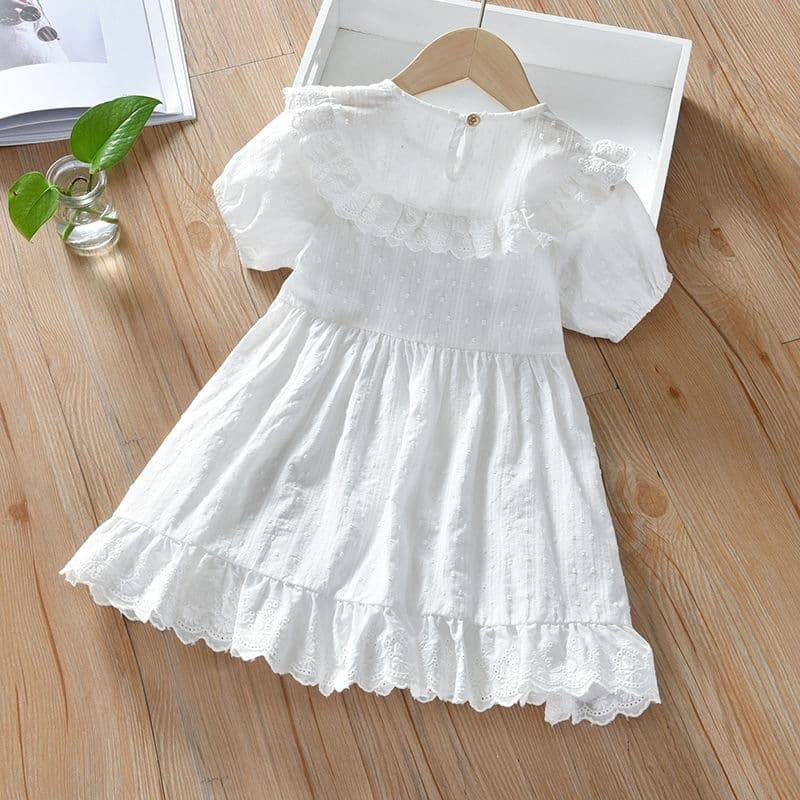 Girls Summer Dress Children Fashionable Lotus Leaf Patch Princess Dress Summer Baby Thin White Skirt