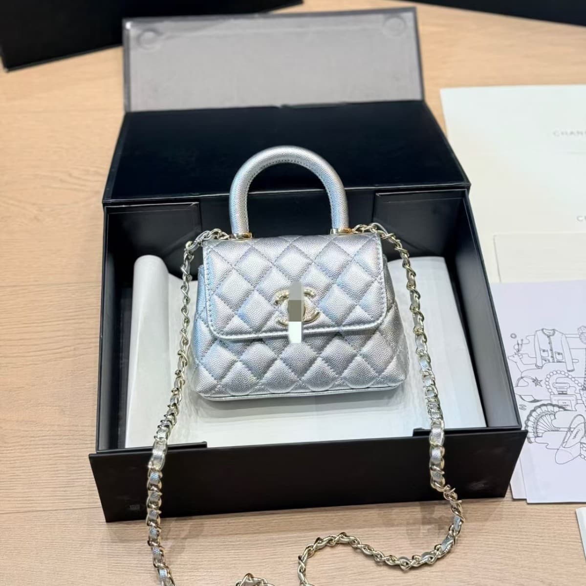 New Cross-border European and American Style Little Fragrance Best-selling Classic Bean Bag Double C Logo Genuine Leather Chain Bag Shoulder Crossbody Women's Bag