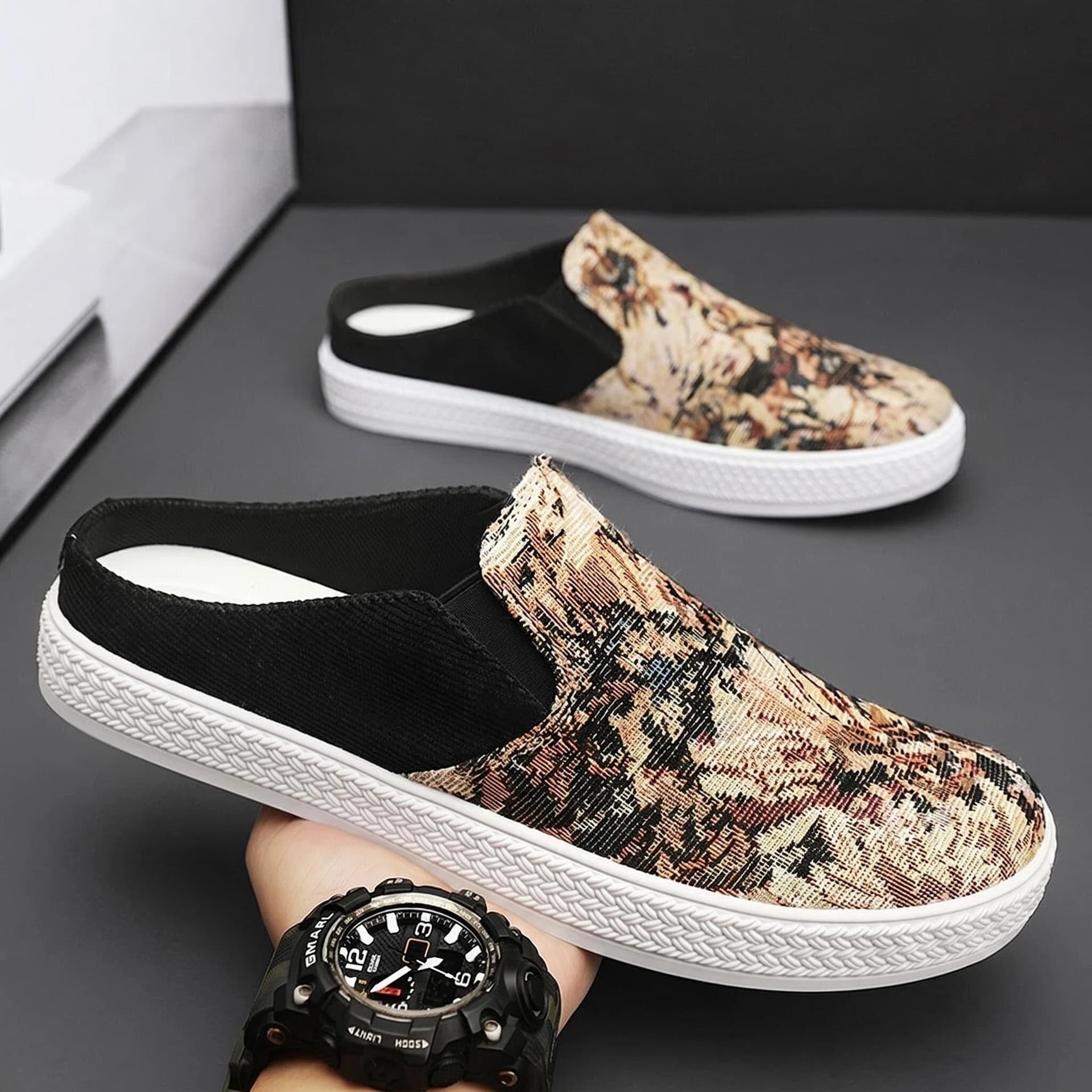 Cross-border 2026 New Tuya Men's Closed-Toe Half Slippers Thick Sole Men's Slip-on Dad Shoes Outdoor Home Men's Shoes