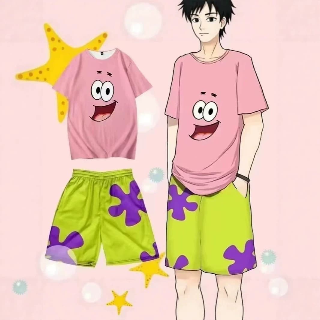 Cross-Border Summer New SpongeBob SquarePants Shorts Men and Women Matching Set Loose Quick-Dry Trendy Casual Beach Shorts Sleep Shorts