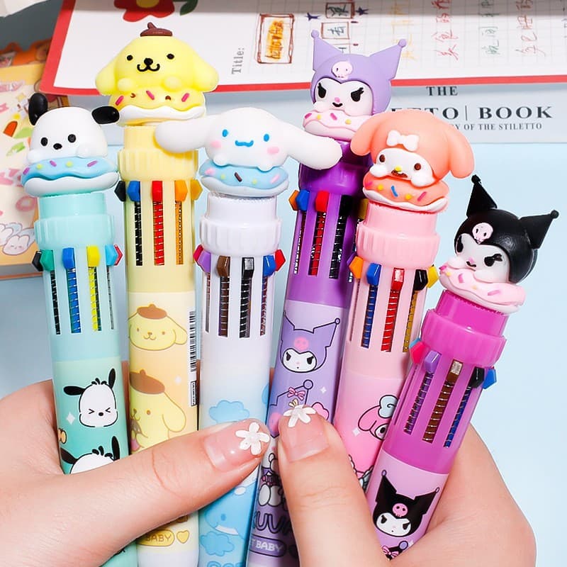 ✅High-looking student ten-color pen black Kurome gel pen ins children's reward cute stationery quick-drying pen