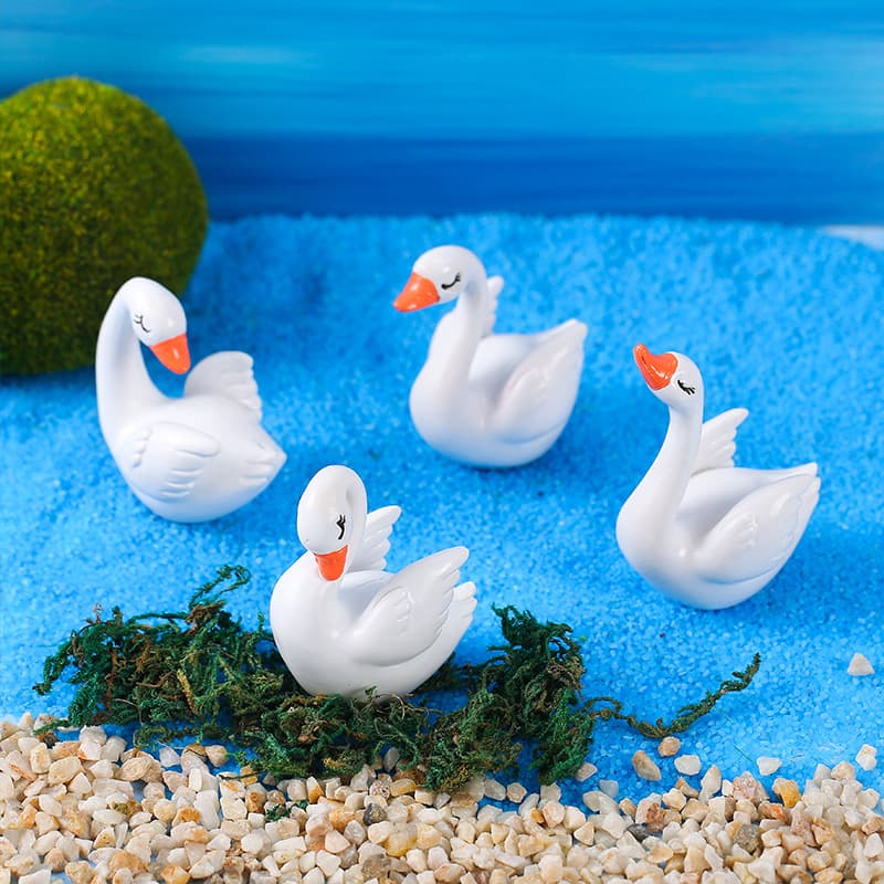 Creative ornaments white swan micro landscape resin ornaments succulent potted decoration ZAKKA resin crafts