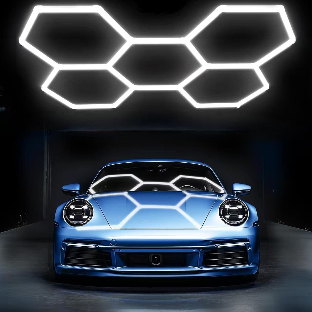 LED Integrated Bracket Pendant Light Hexagonal Honeycomb Car Wash Light 5-Hole Auto Film Beauty Garage Workstation Lamp