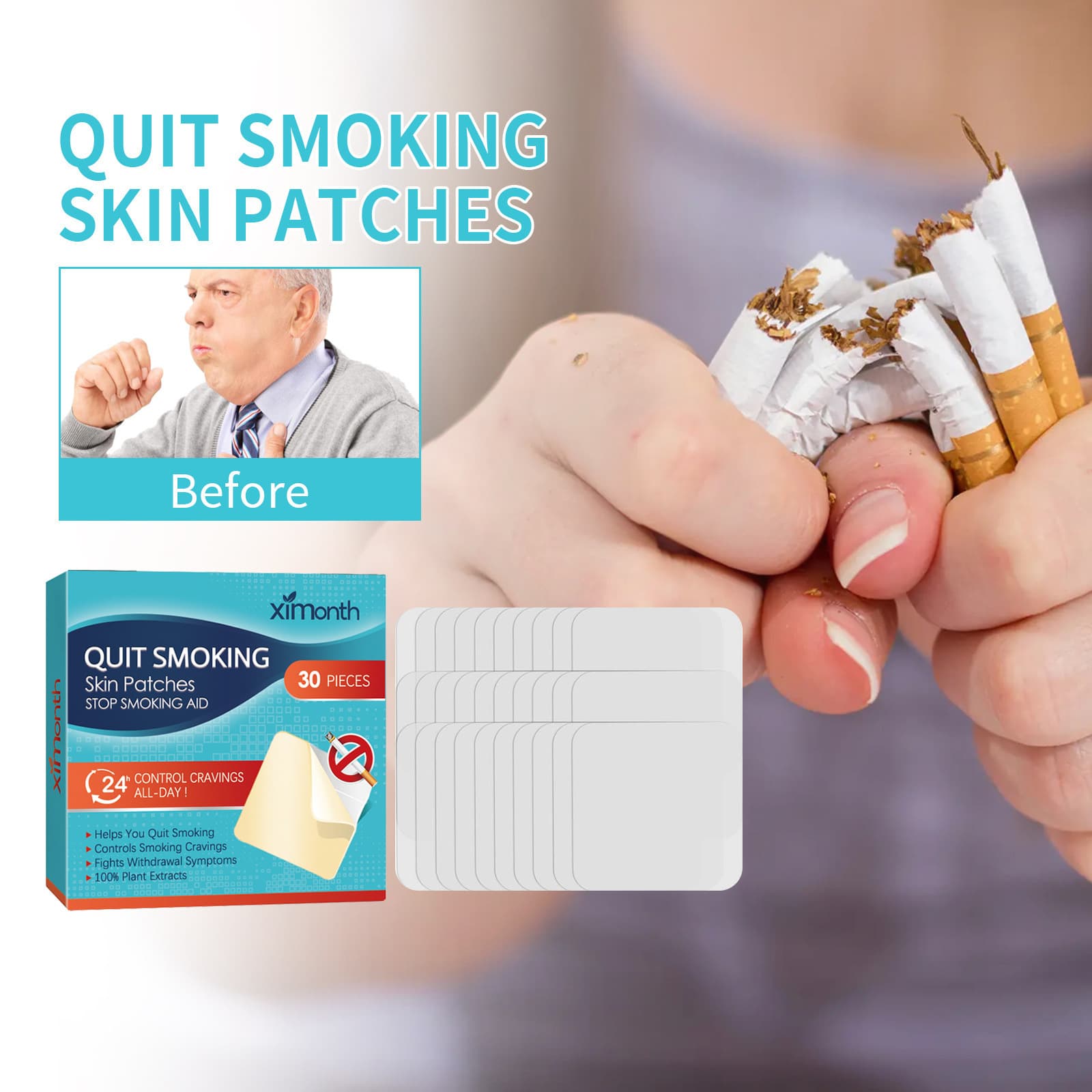 Cross-border Ximonth Smoking Cessation Patch, Nicotine Replacement Health Patch, Smoke Control Aid, Smoke-Free Addiction Relief