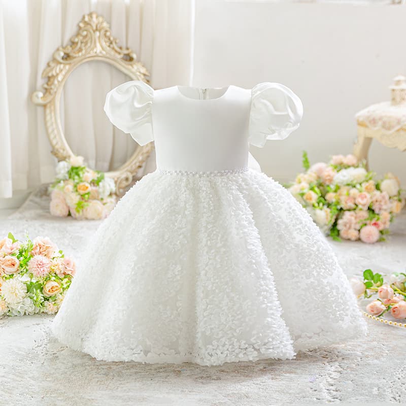 2025 New Children's Birthday Princess Dress Embroidered Tutu Dress Flower Girl Wedding Gown Host Runway