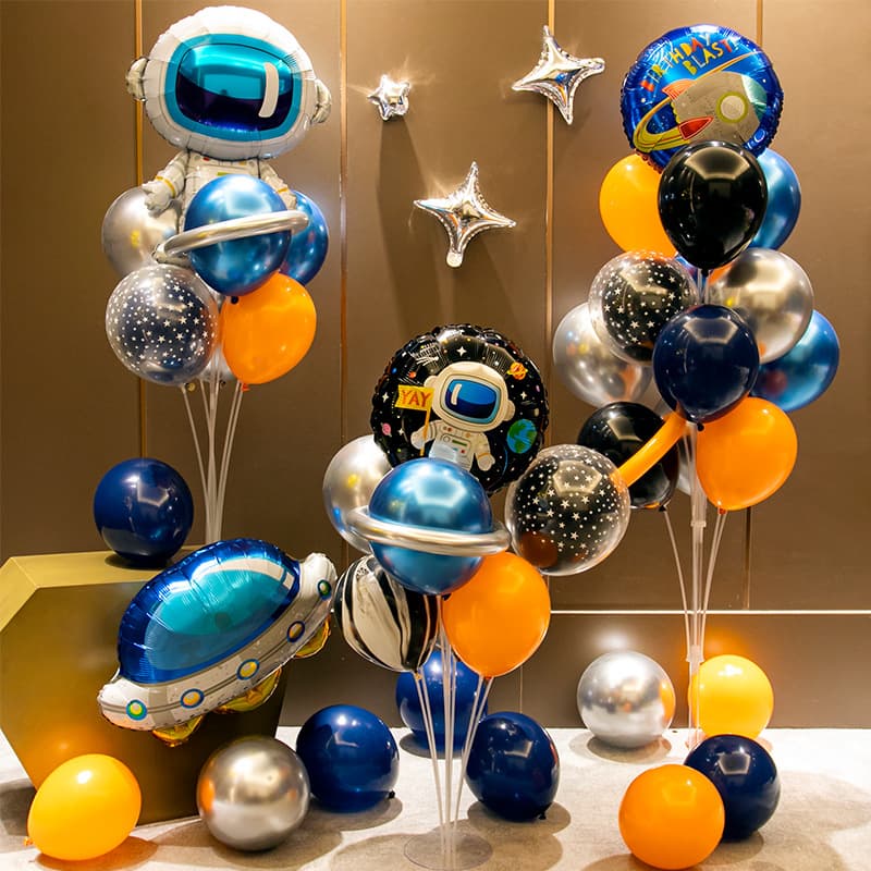 Cartoon Astronaut Space Theme Balloon Table Centerpiece Floor Stand Column for Baby Kids Birthday Party Decoration