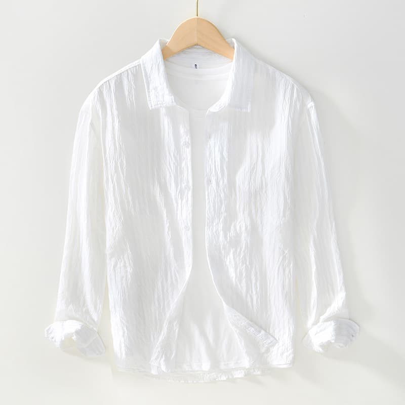 Men's Long-Sleeve Shirt Set, New Autumn Linen Loose Fashion Casual Solid Color Long Pants Men's Trend