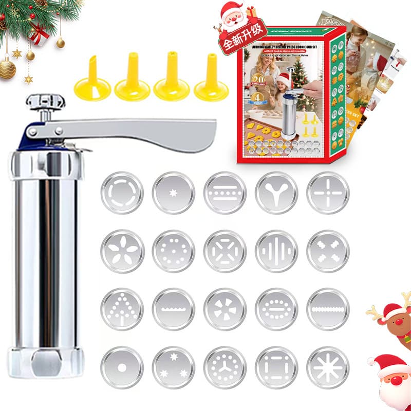 Aluminum Alloy Baking Tool Kit Cookie Mold Gun 20pcs Melting Bean Filling Piping Bag Set for Cake Decoration And Biscuit Making