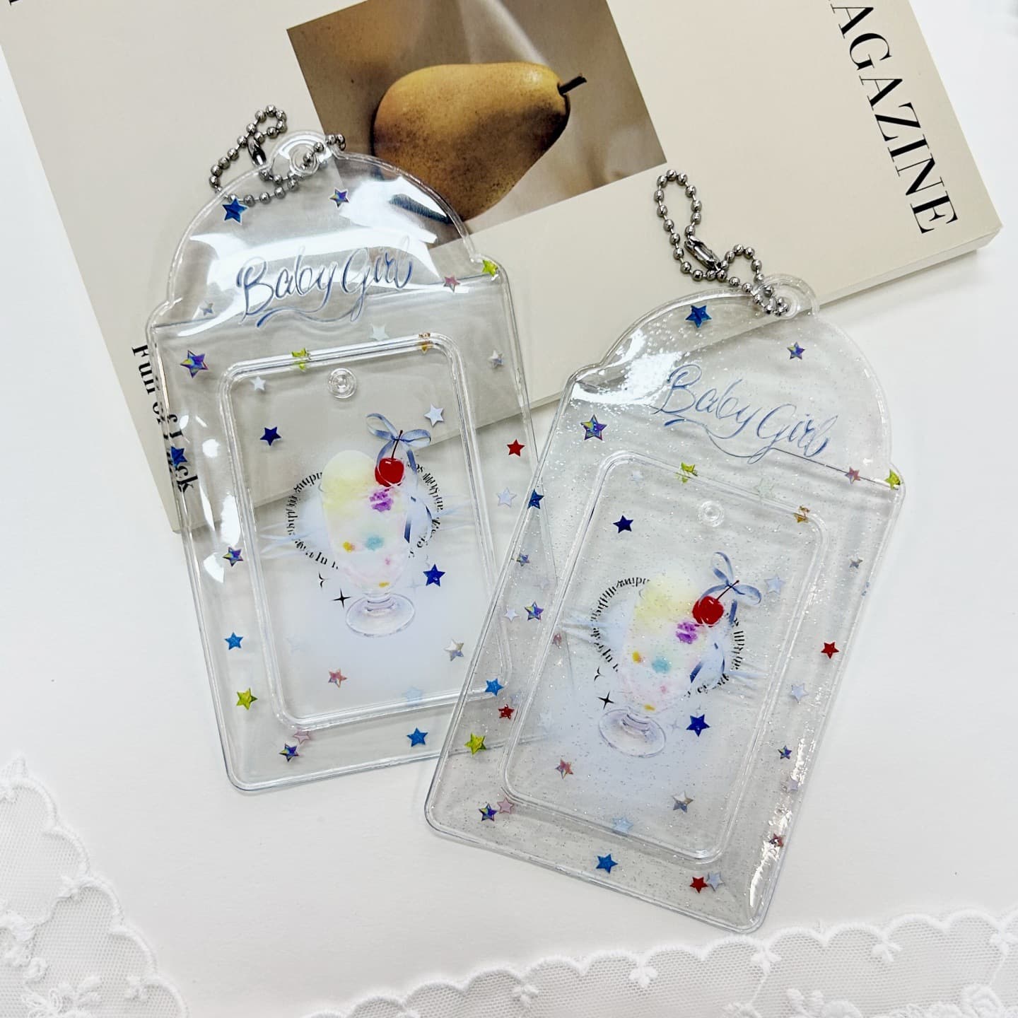 Original Star Transparent PVC Card Holder – K-Pop Idol Campus 3-Inch Small Card Storage Keychain Card Pouch, In-Stock Wholesale