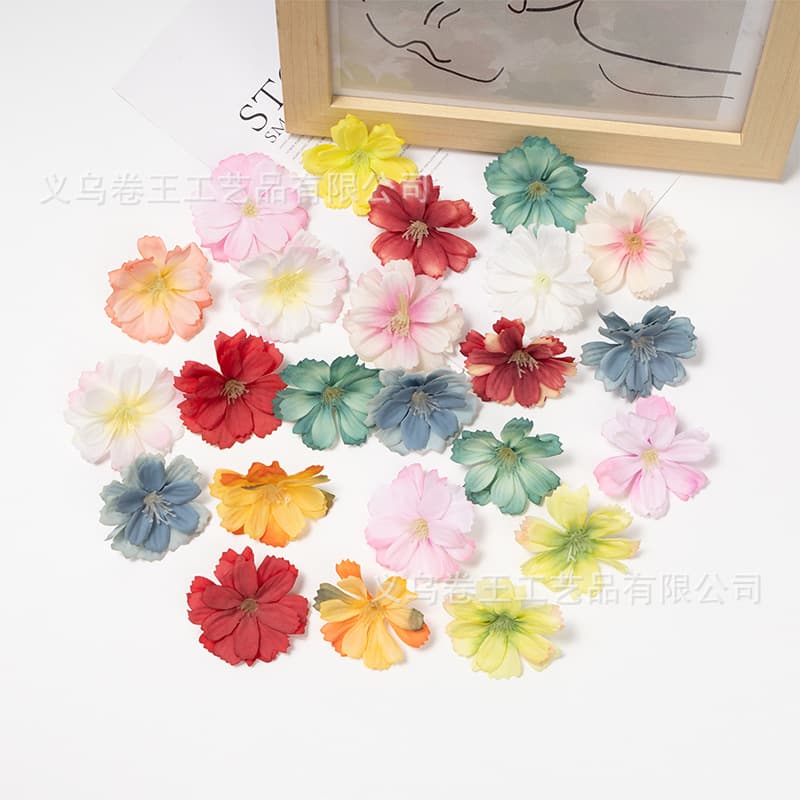 Simulated 5cm Plum Blossom Heads DIY Flower Garland Floral Arrangement Photography Prop Flower Wall Gift Box Decoration
