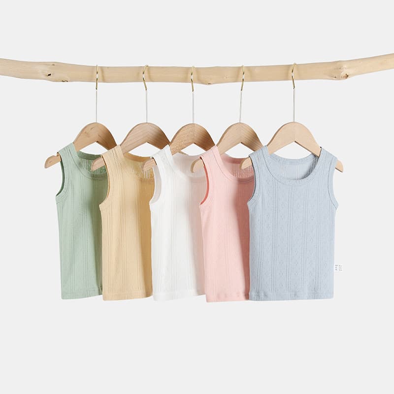 Baby Sleeveless Vest Summer Outfit, Pure Cotton Camisole for Boys and Girls, Children's Underwear Undershirt, White Inner Layer