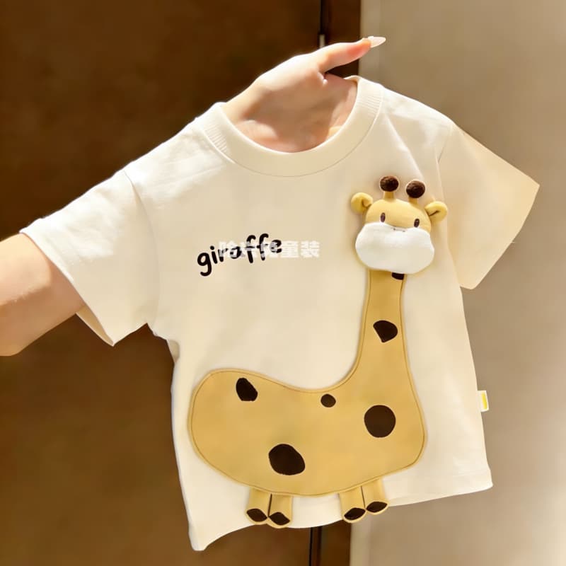 Kids Short Sleeve T-Shirt Summer Thin Baby Giraffe Super Cute Top Toddler Boys Girls Cute Cotton Summer New