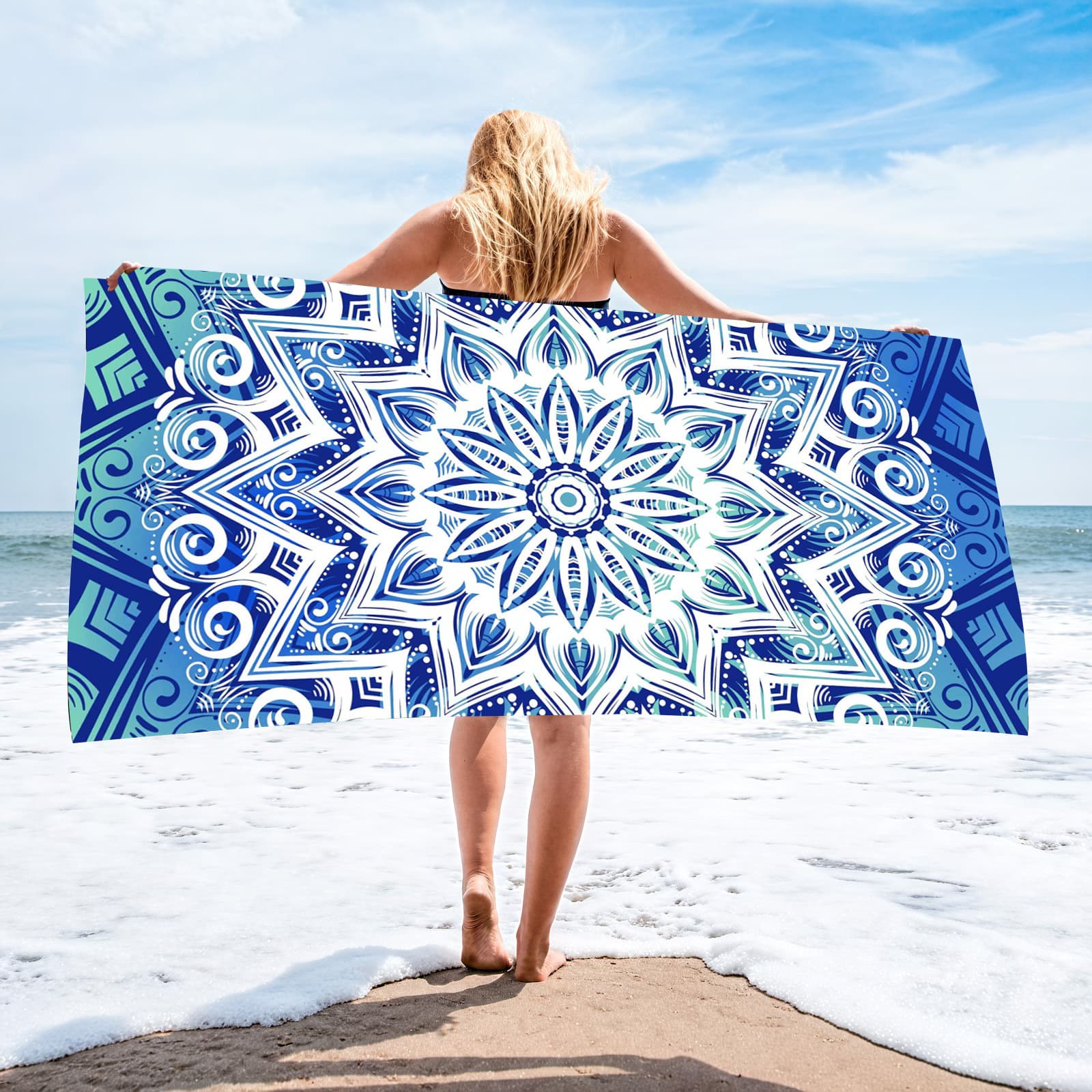In Stock Drop Shipping Cross-Border New Microfiber Beach Towel Printed Towel Beach Swimming Vacation Absorbent Towel