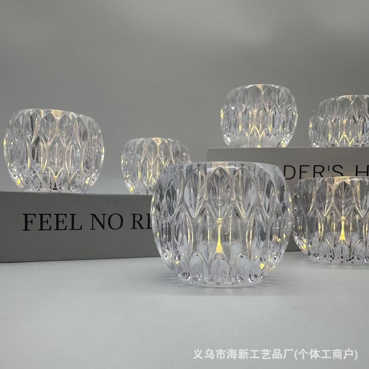 Cross-border Best-selling Diamond Pattern Candle Lamp, Transparent Small Wind Lantern, LED Electronic Candle, Cross-border Best-selling Diamond Cup